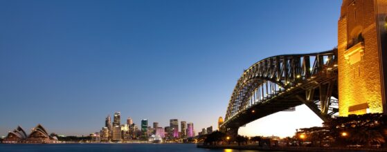 Sydney harbour at dusk