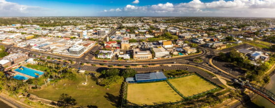 Aerial drone view of Bundaberg, Queensland, Australia