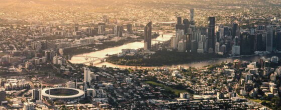 Golden glow! View of Brisbane city from above.